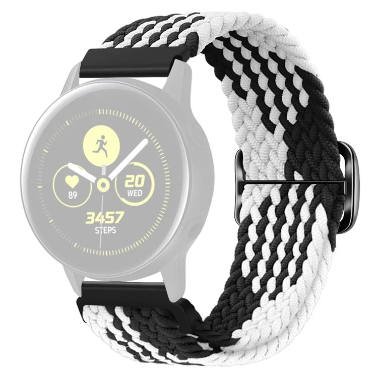 KALEBOL KLB-BZNL-001 Para Samsung Galaxy Watch6 Classic 43mm / 47mm Correa de Reloj 20mm Nylon Reemplazo de Correa - Negro+Blanco