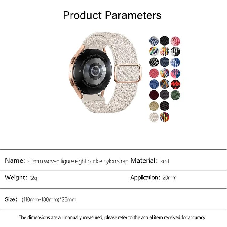 KALEBOL KLB-BZNL-001 Para Samsung Galaxy Watch6 Classic 43mm / 47mm Correa de Reloj 20mm Nylon Reemplazo de Correa - Negro+Blanco