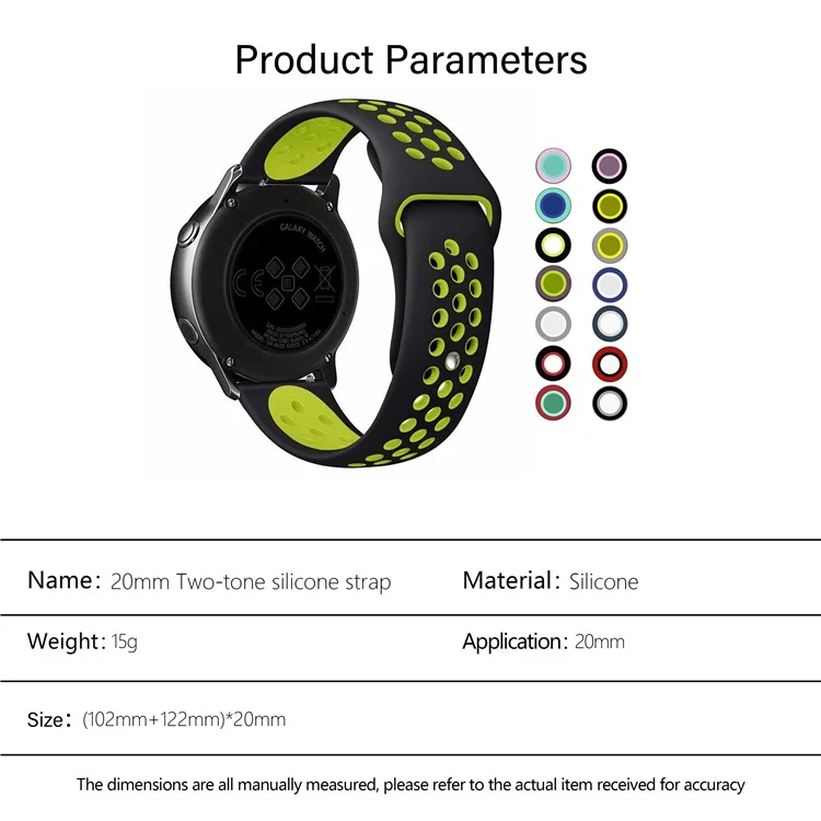 KALEBOL KLB-SSGJ-004 Para Samsung Gear Sport / Samsung Gear S2 Classic Correa de Silicona de 20 mm con Hebilla - Verde / Azul