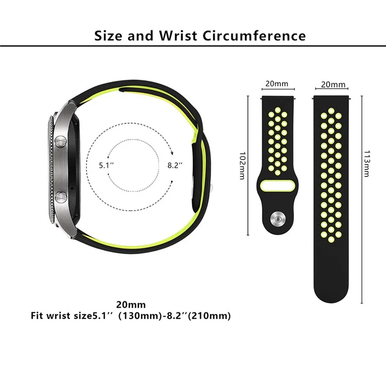 KALEBOL KLB-SSGJ-004 Para Samsung Gear Sport / Samsung Gear S2 Classic Correa de Silicona de 20 mm con Hebilla - Verde / Azul