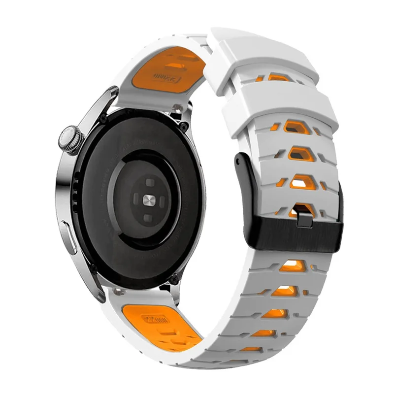 KALEBOL KLB-SSTXGJ-001 For Samsung Galaxy Watch6 Classic 43mm / 47mm / GarminActive 20mm Silicone Trapezoidal Watch Strap - White+Orange