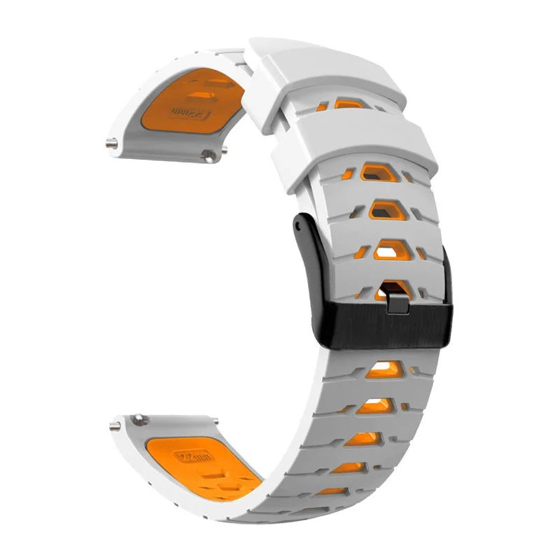 KALEBOL KLB-SSTXGJ-001 For Samsung Galaxy Watch6 Classic 43mm / 47mm / GarminActive 20mm Silicone Trapezoidal Watch Strap - White+Orange