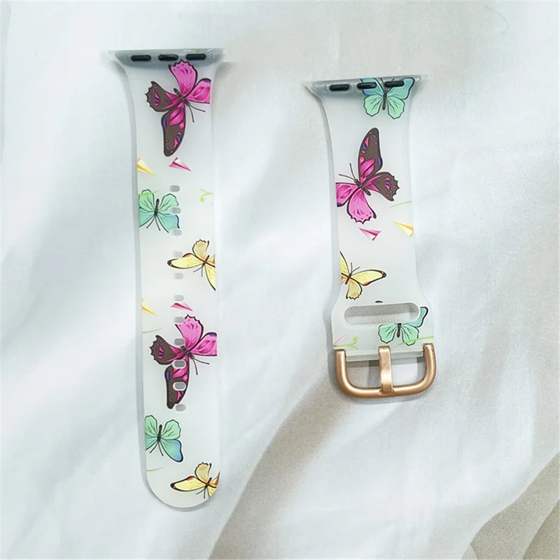Watch Band For Apple Watch Series 10 42mm / 9 8 7 41mm / SE (2023) SE (2022) SE 6 5 4 40mm / 3 2 1 38mm Butterfly Printing Strap