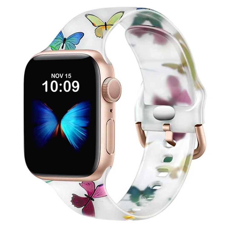 Watch Band For Apple Watch Series 10 42mm / 9 8 7 41mm / SE (2023) SE (2022) SE 6 5 4 40mm / 3 2 1 38mm Butterfly Printing Strap