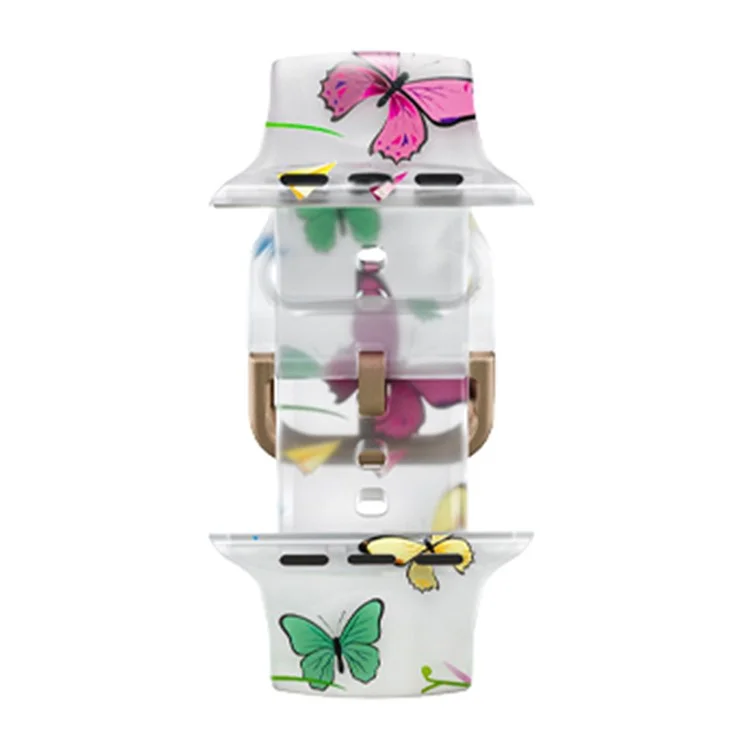 Watch Band For Apple Watch Series 10 42mm / 9 8 7 41mm / SE (2023) SE (2022) SE 6 5 4 40mm / 3 2 1 38mm Butterfly Printing Strap