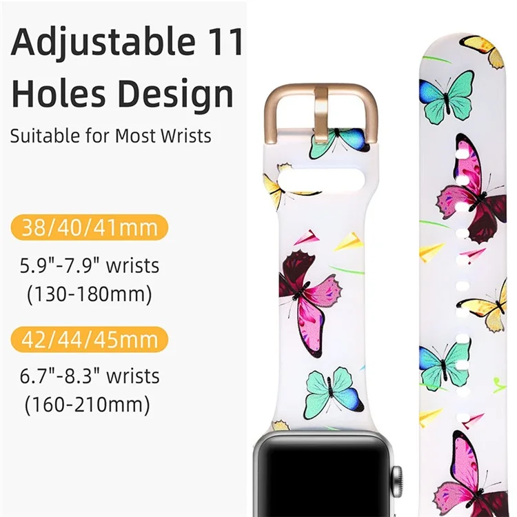 Watch Band For Apple Watch Series 10 42mm / 9 8 7 41mm / SE (2023) SE (2022) SE 6 5 4 40mm / 3 2 1 38mm Butterfly Printing Strap