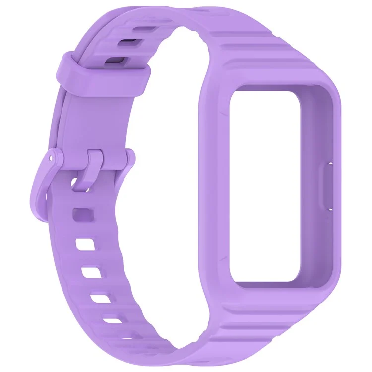 For Samsung Galaxy Fit3 Integrated Silicone Strap with Watch Case Replacement Wrist Band - Purple