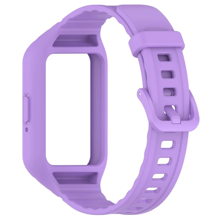 For Samsung Galaxy Fit3 Integrated Silicone Strap with Watch Case Replacement Wrist Band - Purple