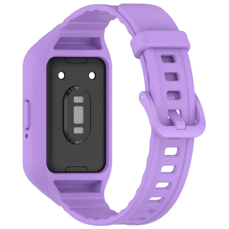 For Samsung Galaxy Fit3 Integrated Silicone Strap with Watch Case Replacement Wrist Band - Purple