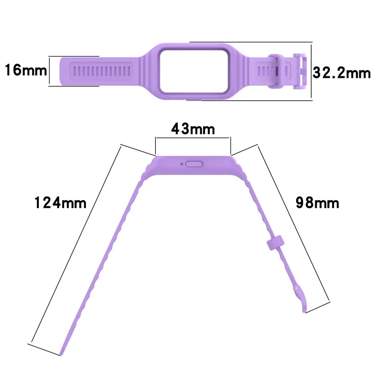 For Samsung Galaxy Fit3 Integrated Silicone Strap with Watch Case Replacement Wrist Band - Purple