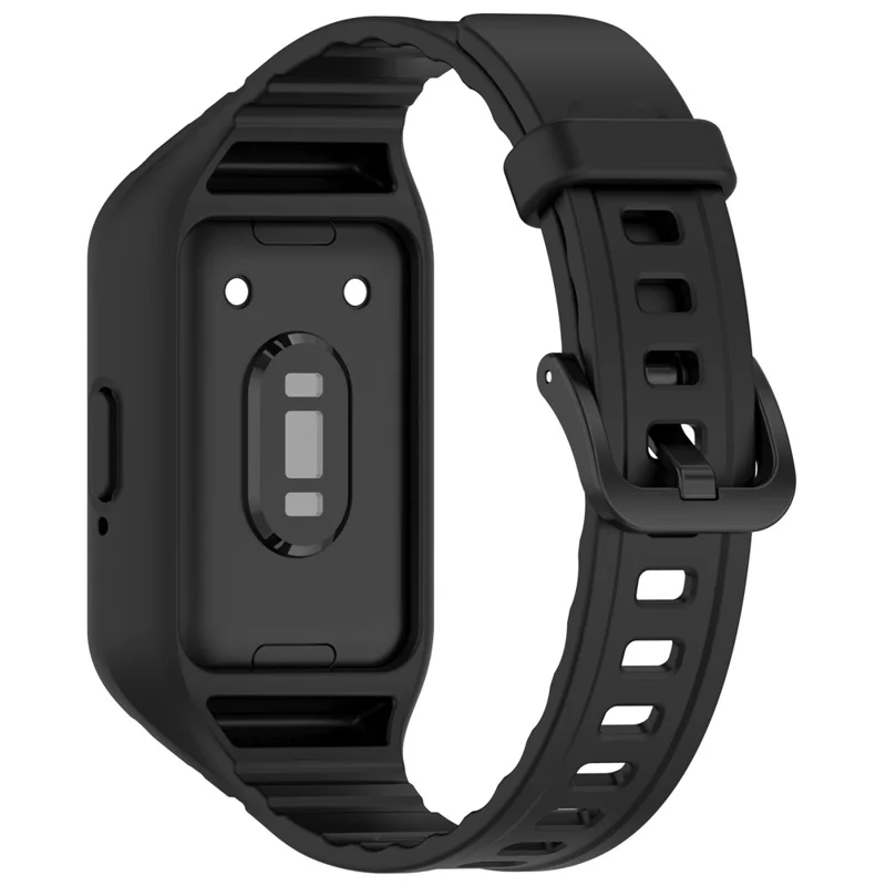 For Samsung Galaxy Fit3 Integrated Silicone Strap with Watch Case Replacement Wrist Band - Black