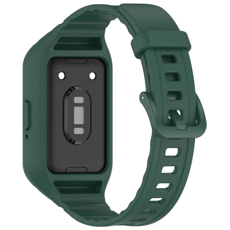 For Samsung Galaxy Fit3 Integrated Silicone Strap with Watch Case Replacement Wrist Band - Blackish Green