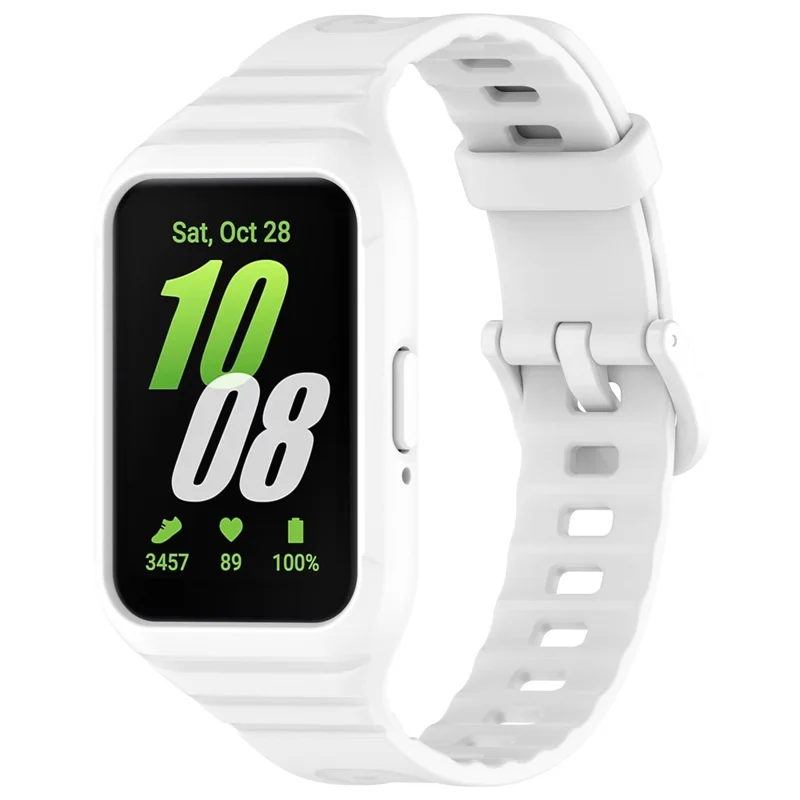 Per Samsung Galaxy Fit3 Cinturino in Silicone Integrato con Custodia per Orologio - Sostituzione Cinturino da Polso - Bianco