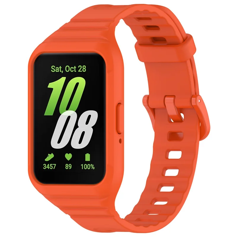 For Samsung Galaxy Fit3 Integrated Silicone Strap with Watch Case Replacement Wrist Band - Orange