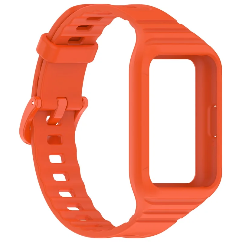 For Samsung Galaxy Fit3 Integrated Silicone Strap with Watch Case Replacement Wrist Band - Orange