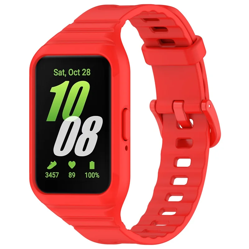 Für Samsung Galaxy Fit3 Integrierter Silikonarmband mit Uhrengehäuse Ersatz Armband - Rot