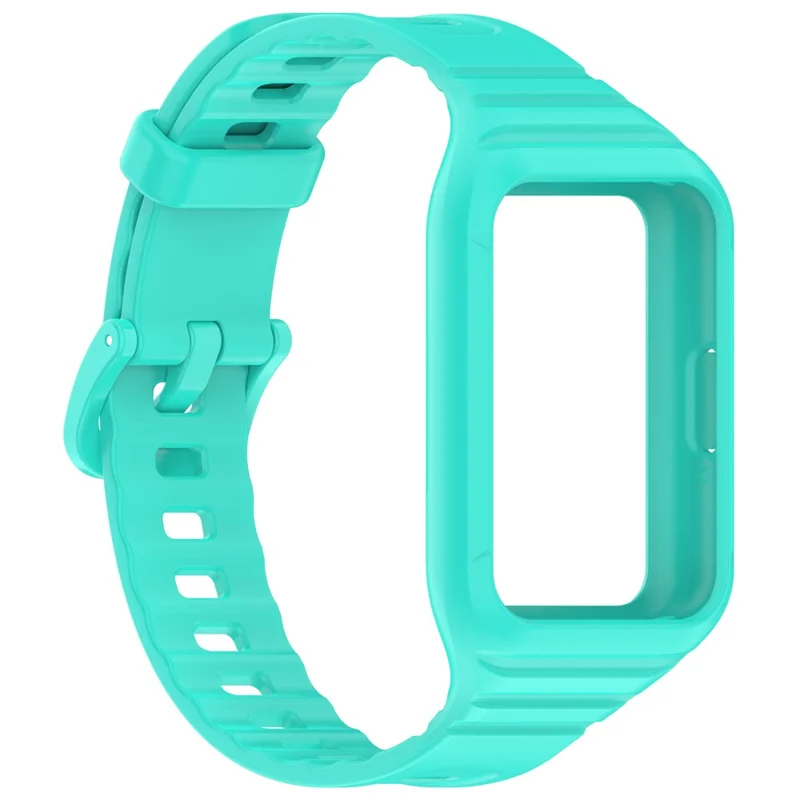 For Samsung Galaxy Fit3 Integrated Silicone Strap with Watch Case Replacement Wrist Band - Cyan