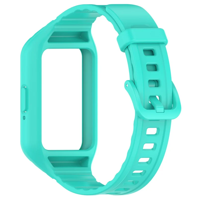 For Samsung Galaxy Fit3 Integrated Silicone Strap with Watch Case Replacement Wrist Band - Cyan