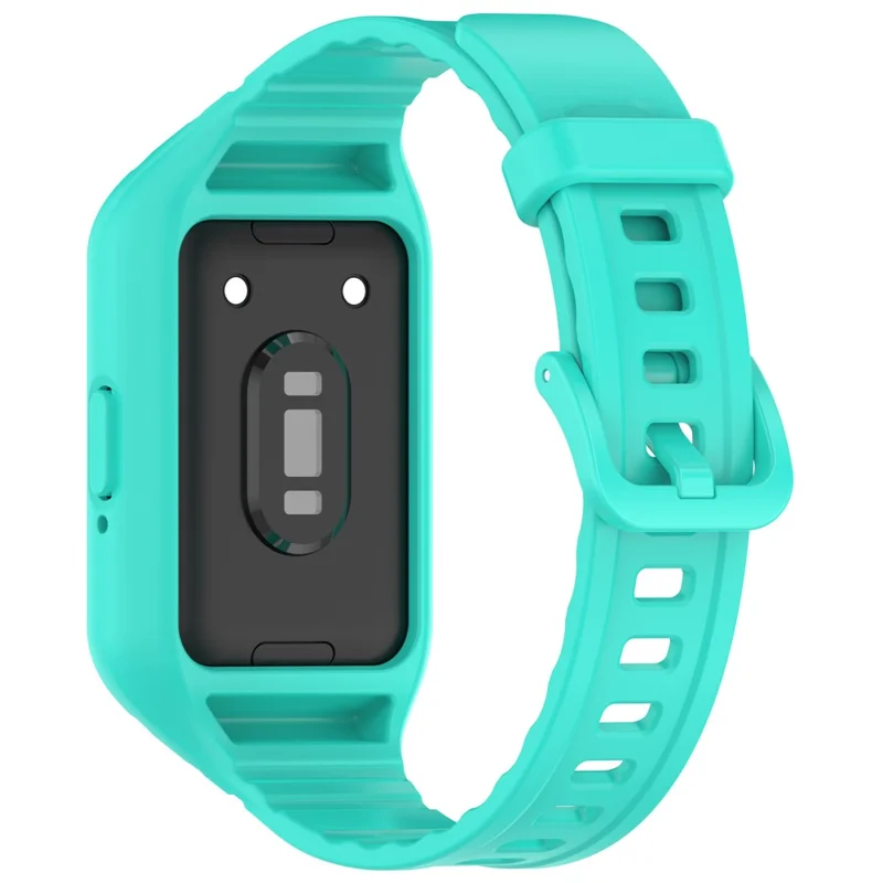 For Samsung Galaxy Fit3 Integrated Silicone Strap with Watch Case Replacement Wrist Band - Cyan