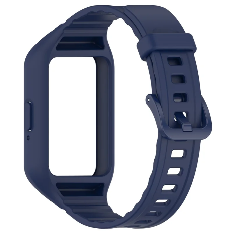For Samsung Galaxy Fit3 Integrated Silicone Strap with Watch Case Replacement Wrist Band - Midnight Blue