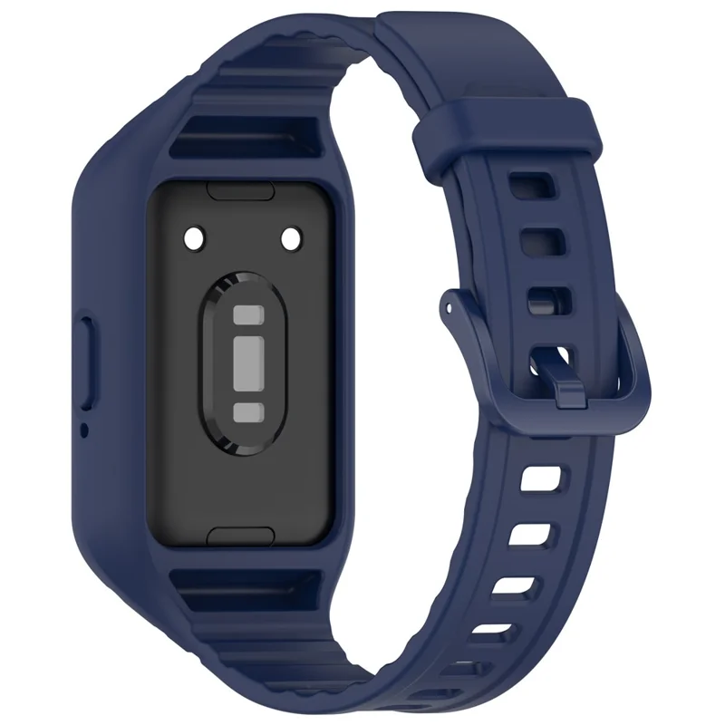 For Samsung Galaxy Fit3 Integrated Silicone Strap with Watch Case Replacement Wrist Band - Midnight Blue