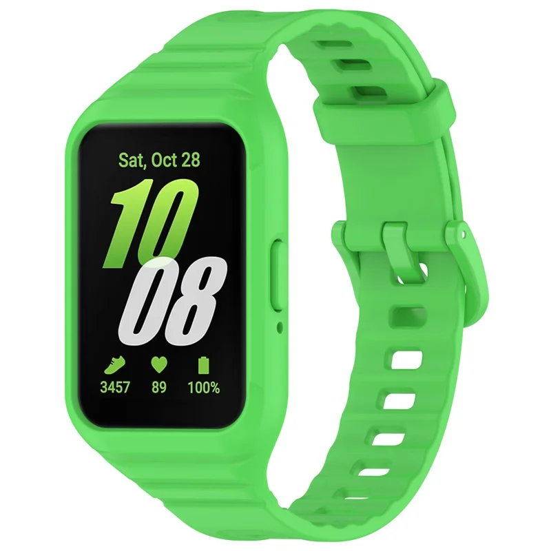 For Samsung Galaxy Fit3 Integrated Silicone Strap with Watch Case Replacement Wrist Band - Fluorescent Green