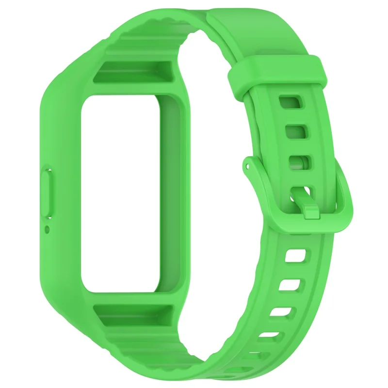 For Samsung Galaxy Fit3 Integrated Silicone Strap with Watch Case Replacement Wrist Band - Fluorescent Green