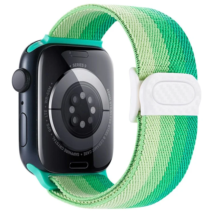 Watch Band For Apple Watch Series 10 42mm / 9 8 7 41mm / SE (2023) SE (2022) SE 6 5 4 40mm / 3 2 1 38mm Elastic Nylon Strap - Gradient Green