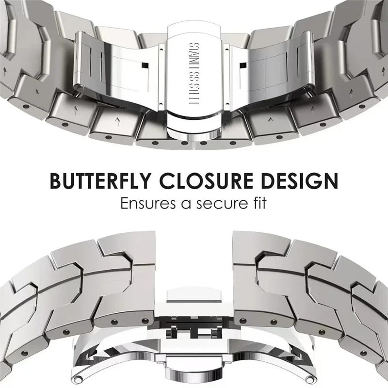 For Samsung Galaxy Watch6  /  Watch 5  /  Watch FE 40mm / Watch4 Watch Strap Stainless Steel Watchband with Butterfly Buckle - Titanium