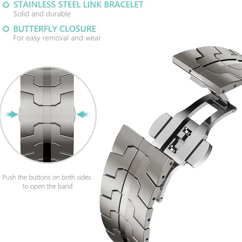For Samsung Galaxy Watch6  /  Watch 5  /  Watch FE 40mm / Watch4 Watch Strap Stainless Steel Watchband with Butterfly Buckle - Titanium