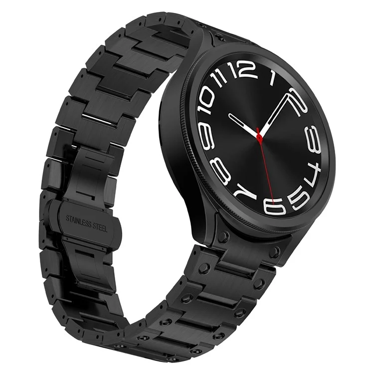 For Samsung Galaxy Watch FE 40mm / Watch6 / Watch6 Classic / Watch 5 Watchband Stainless Steel Watch Strap Replacement - Black