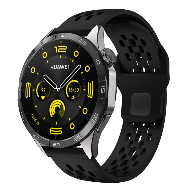 Para Huawei Watch GT 4 41mm / Garmin Venu 3S / 2S 18mm Correa de Silicona Hueca - Negro