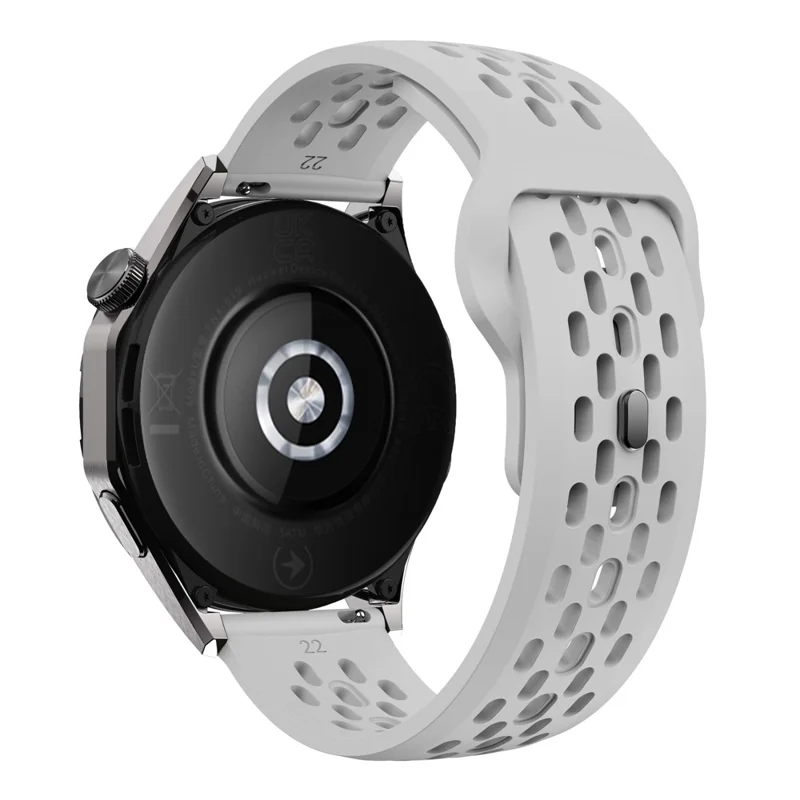 For Huawei Watch GT 4 41mm / Garmin Venu 3S / 2S 18mm Silicone Strap Hollow Watch Band - Light Grey