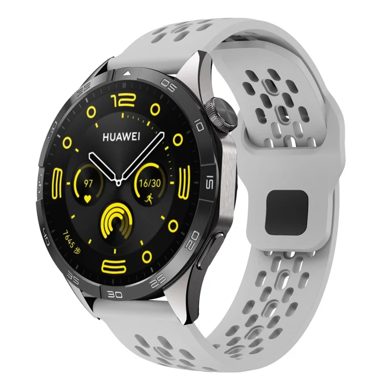 For Huawei Watch GT 4 41mm / Garmin Venu 3S / 2S 18mm Silicone Strap Hollow Watch Band - Light Grey