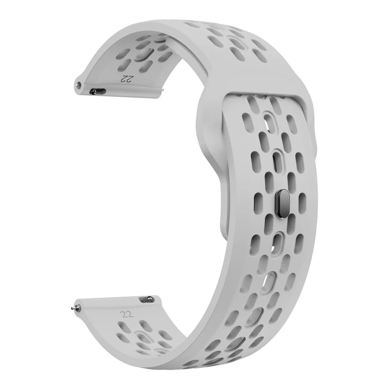 For Huawei Watch GT 4 41mm / Garmin Venu 3S / 2S 18mm Silicone Strap Hollow Watch Band - Light Grey