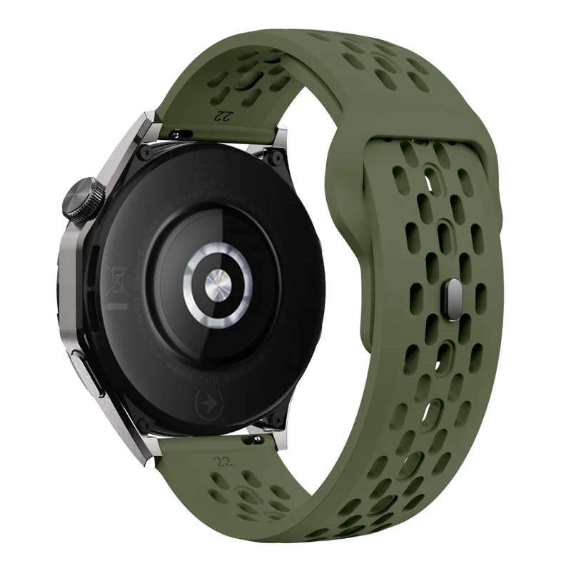 For Garmin vivoactive 5 / Venu 2 Plus Silicone Watch Band 20mm Hollow Adjustable Strap - Army Green