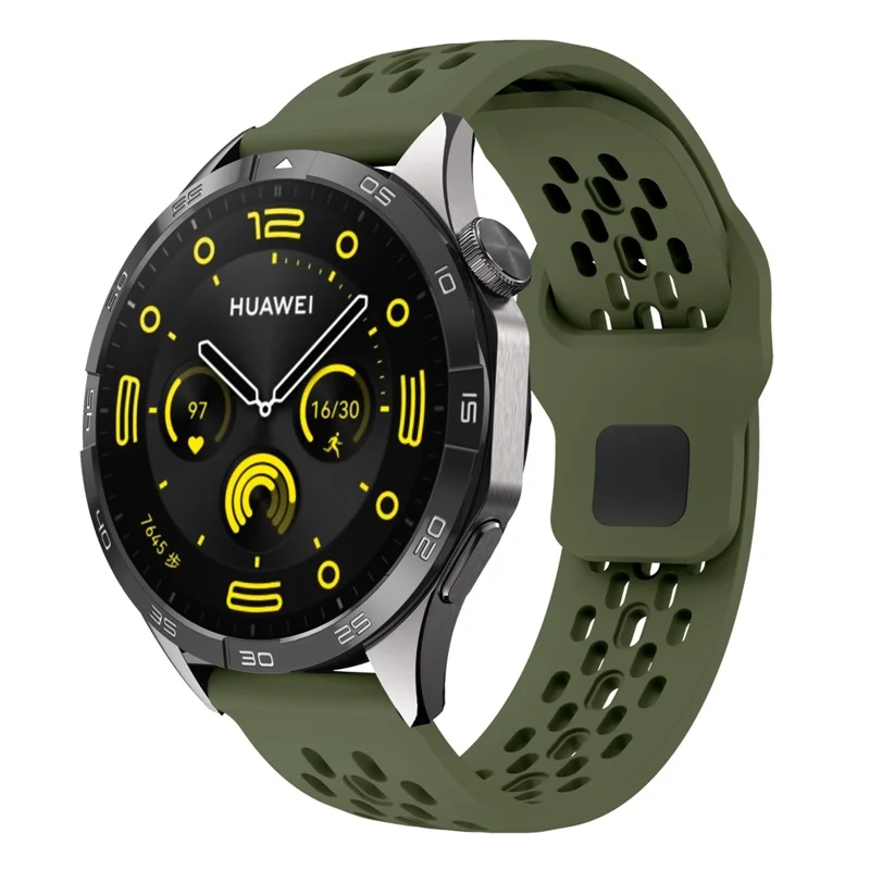 For Garmin vivoactive 5 / Venu 2 Plus Silicone Watch Band 20mm Hollow Adjustable Strap - Army Green