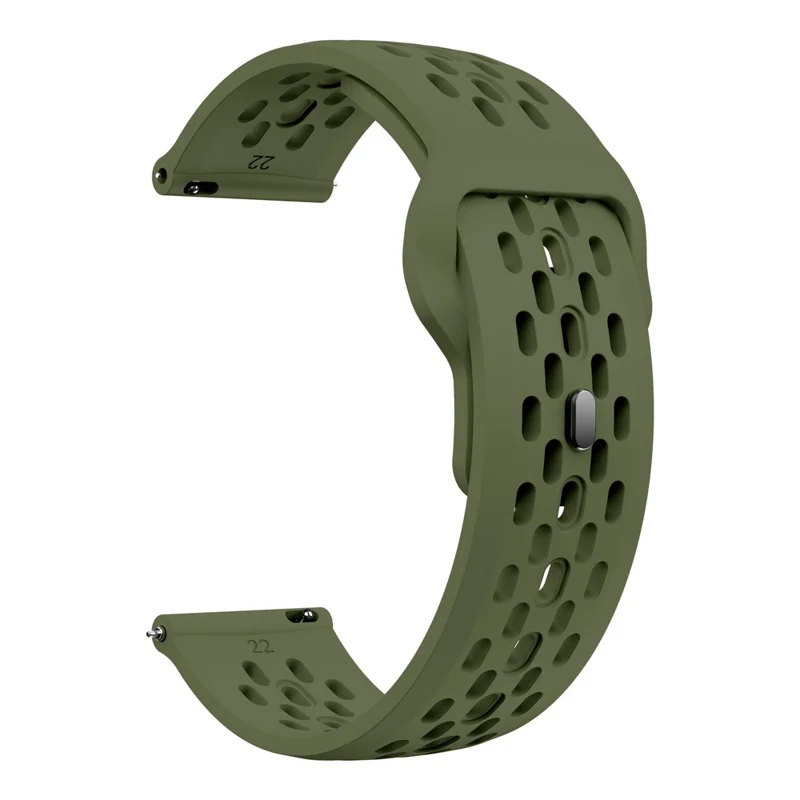 For Garmin vivoactive 5 / Venu 2 Plus Silicone Watch Band 20mm Hollow Adjustable Strap - Army Green