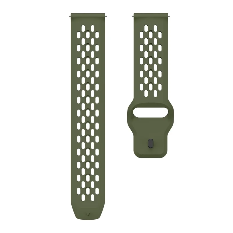 For Garmin vivoactive 5 / Venu 2 Plus Silicone Watch Band 20mm Hollow Adjustable Strap - Army Green