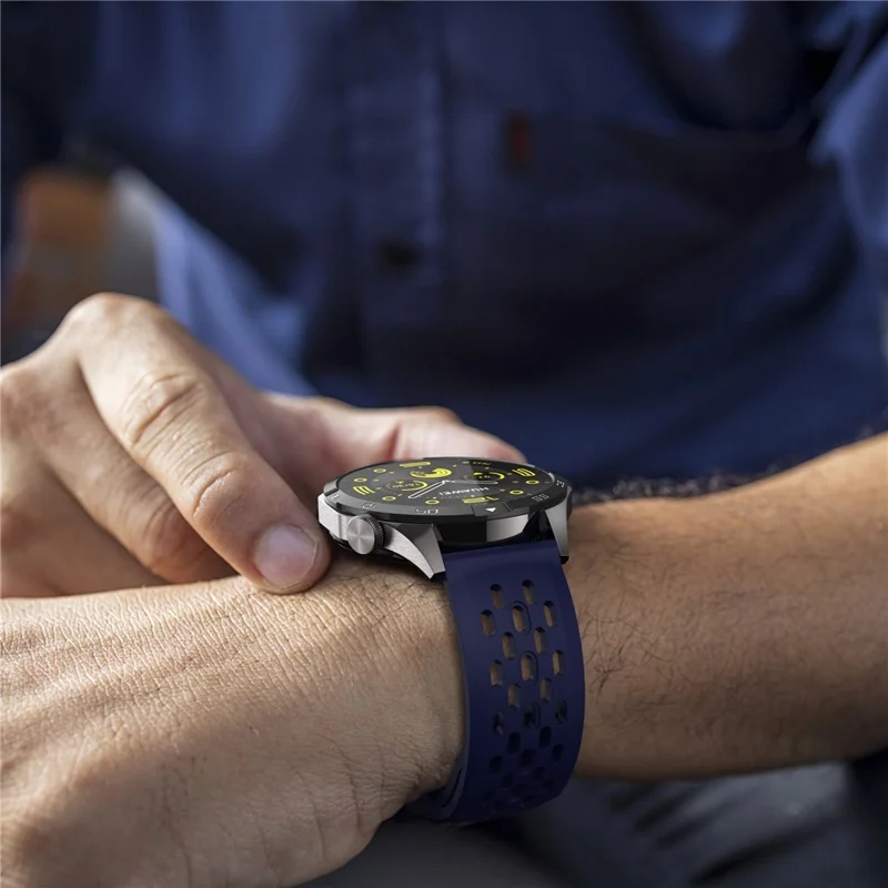 For Garmin vivoactive 5 / Venu 2 Plus Silicone Watch Band 20mm Hollow Adjustable Strap - Midnight Blue