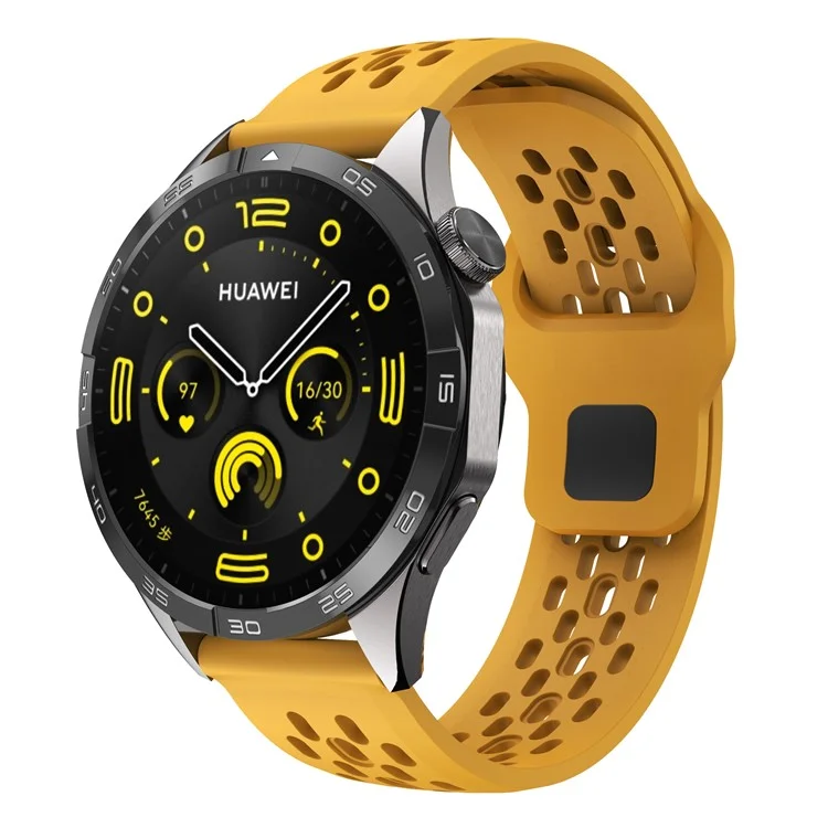 Para Garmin Venu 3 / Venu 2 / Vivoactive 4 22mm Correa de Reloj Hueca de Silicona Banda de Muñeca de Repuesto - Amarillo Oscuro