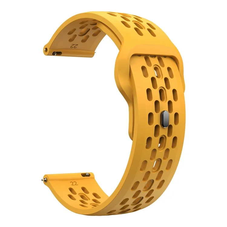 Para Garmin Venu 3 / Venu 2 / Vivoactive 4 22mm Correa de Reloj Hueca de Silicona Banda de Muñeca de Repuesto - Amarillo Oscuro