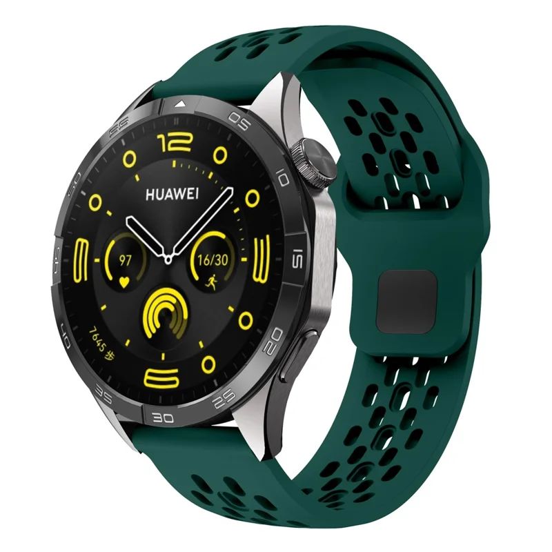 For Garmin Venu 3 / Venu 2 / Vivoactive 4 22mm Watch Strap Hollow Silicone Wrist Band Replacement - Blackish Green
