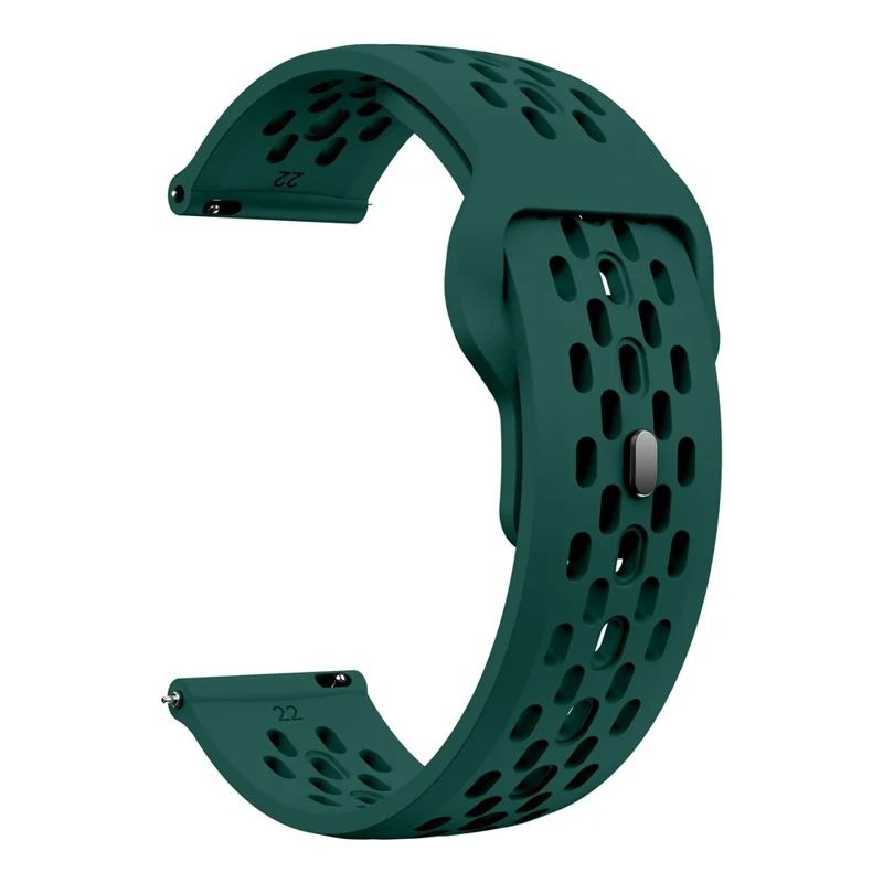 For Garmin Venu 3 / Venu 2 / Vivoactive 4 22mm Watch Strap Hollow Silicone Wrist Band Replacement - Blackish Green