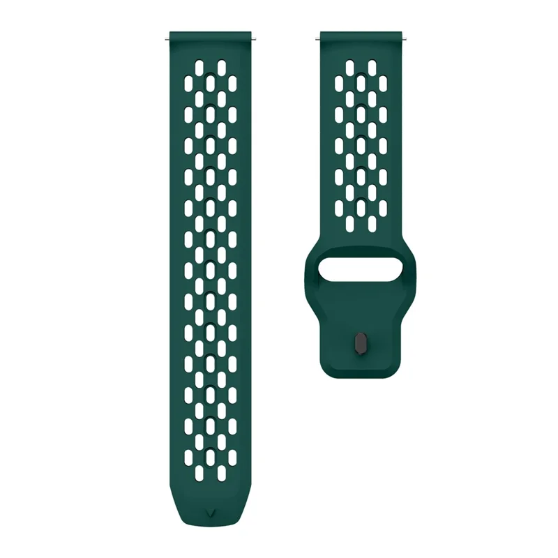 For Garmin Venu 3 / Venu 2 / Vivoactive 4 22mm Watch Strap Hollow Silicone Wrist Band Replacement - Blackish Green