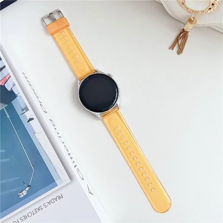 For Garmin vivoactive 5 / Venu 2 Plus 20mm Watch Band Transparent Soft TPU Wrist Strap - Transparent Light Orange