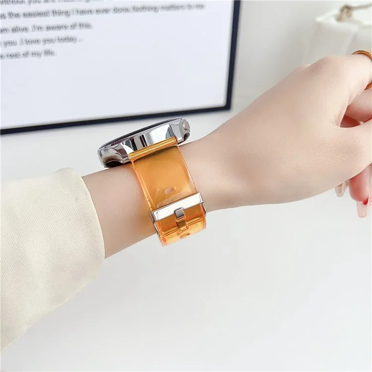 For Garmin vivoactive 5 / Venu 2 Plus 20mm Watch Band Transparent Soft TPU Wrist Strap - Transparent Light Orange