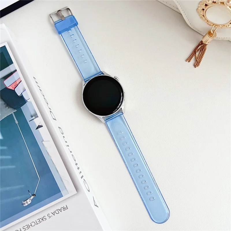 For Garmin vivoactive 5 / Venu 2 Plus 20mm Watch Band Transparent Soft TPU Wrist Strap - Transparent Blue
