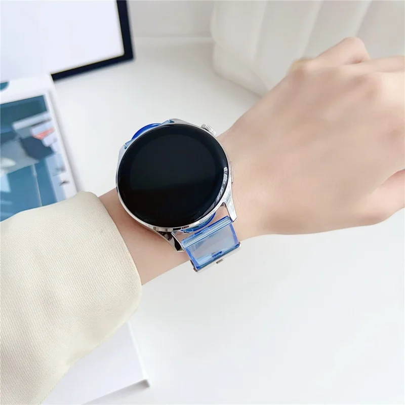 For Garmin vivoactive 5 / Venu 2 Plus 20mm Watch Band Transparent Soft TPU Wrist Strap - Transparent Blue