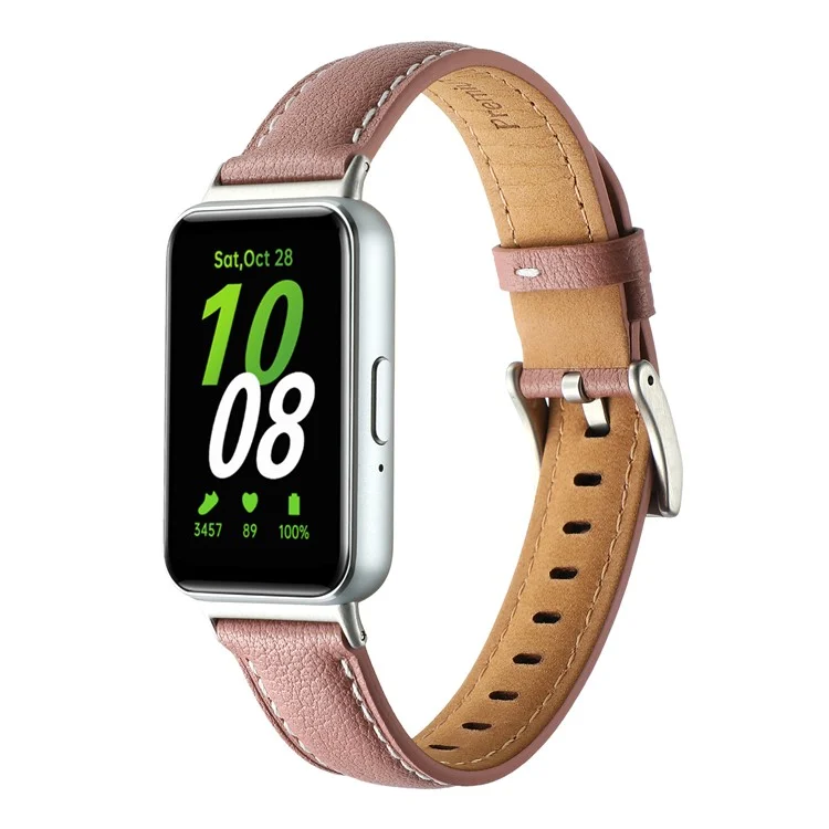 Para Samsung Galaxy Fit3 Correa de Reloj de Cuero de Vaca de Repuesto - Rosa Profundo